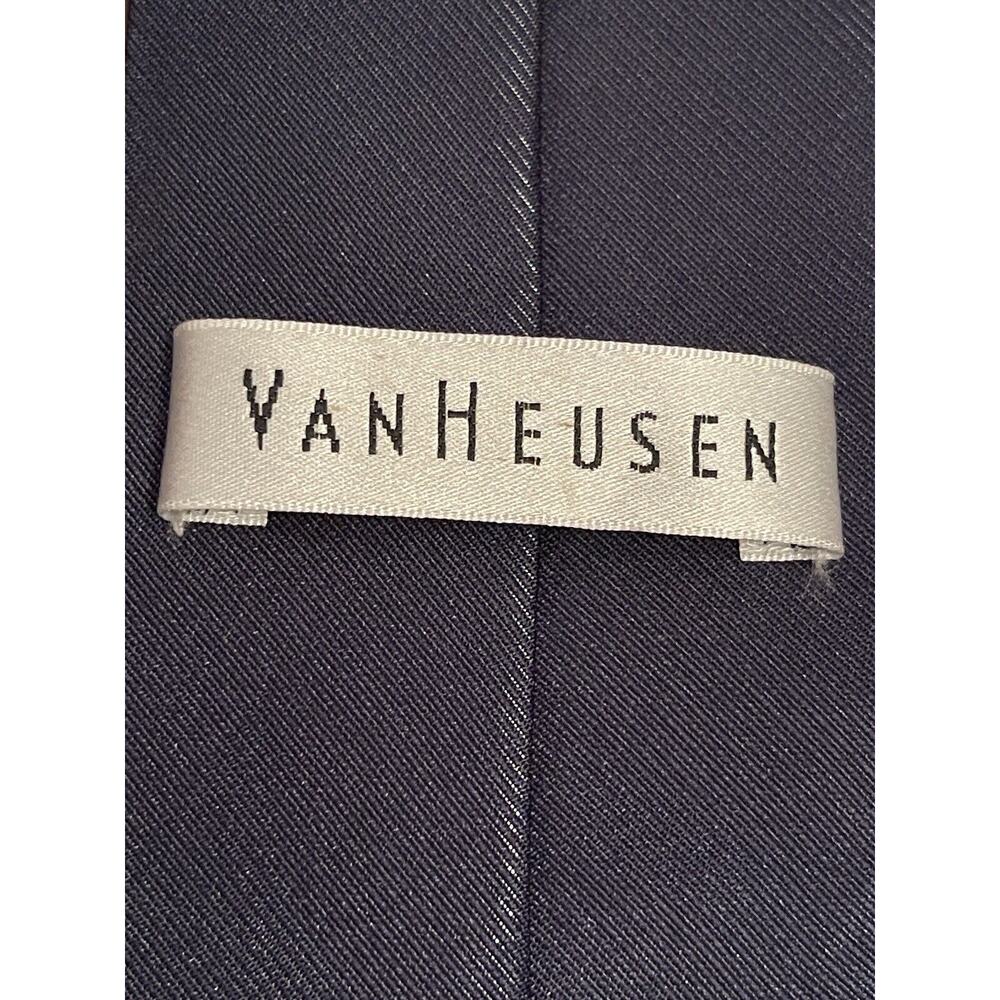 Van Heusen Blue 75% Polyester 25% Nylon Men’s Neck Tie Made In China - Picture 8 of 9